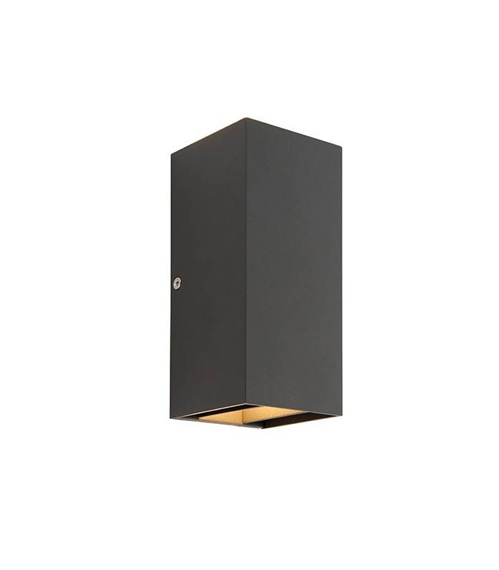Integrated LED 2 Light Outdoor Up Down Wall Light Matt Black, Glass IP44