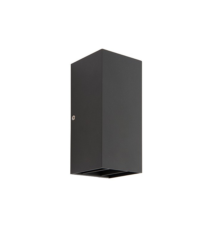 Integrated LED 2 Light Outdoor Up Down Wall Light Matt Black, Glass IP44