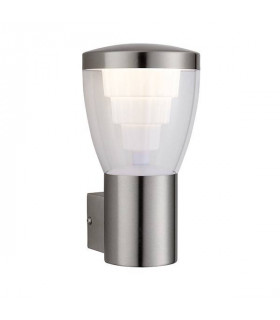 Integrated LED 1 Light Outdoor Wall Light Brushed Stainless Steel, Clear IP44
