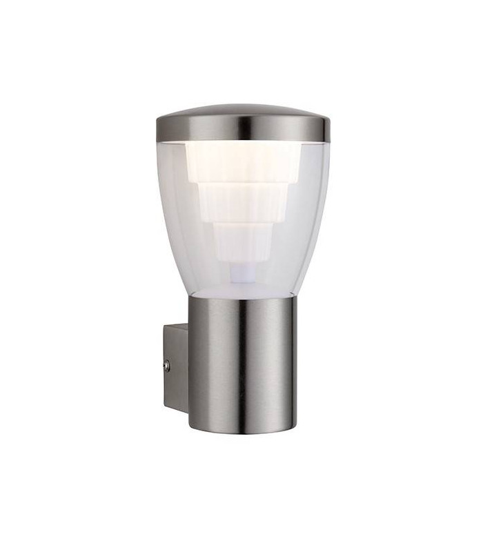 Integrated LED 1 Light Outdoor Wall Light Brushed Stainless Steel, Clear IP44