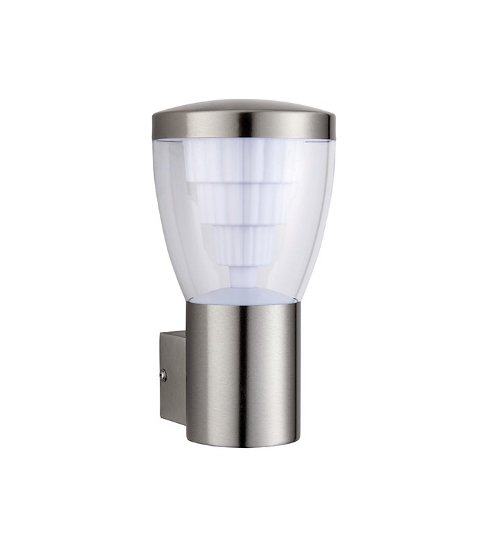 Integrated LED 1 Light Outdoor Wall Light Brushed Stainless Steel, Clear IP44