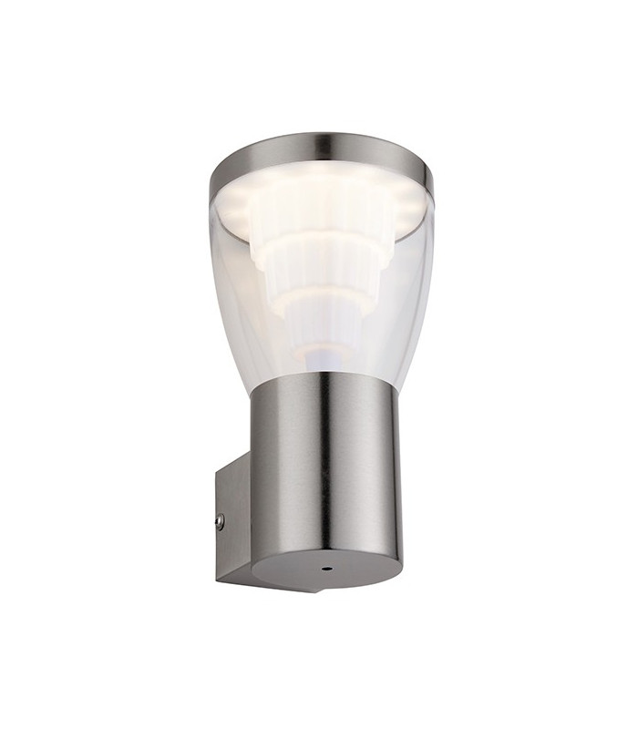 Integrated LED 1 Light Outdoor Wall Light Brushed Stainless Steel, Clear IP44