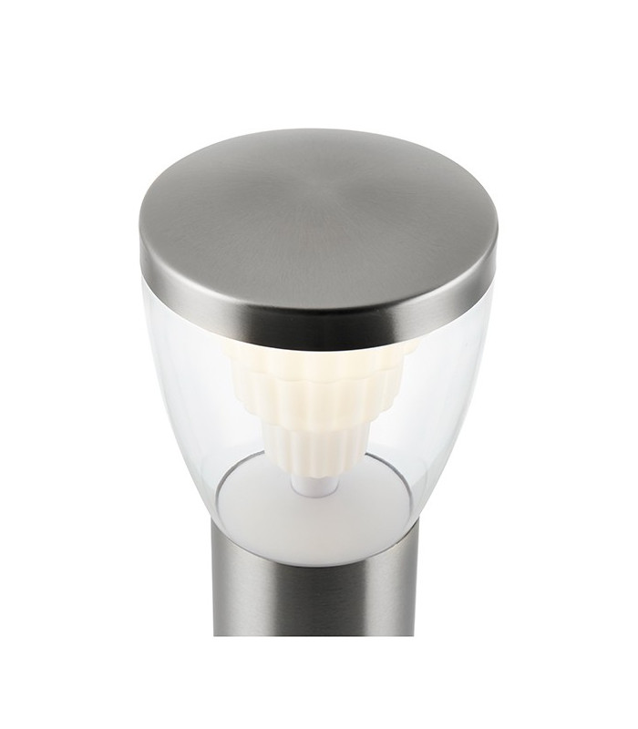Integrated LED 1 Light Outdoor Bollard Brushed Stainless Steel, Clear IP44