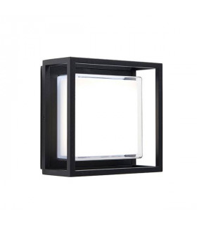 Integrated LED 1 Light Outdoor Wall Lantern Textured Black, Clear IP44