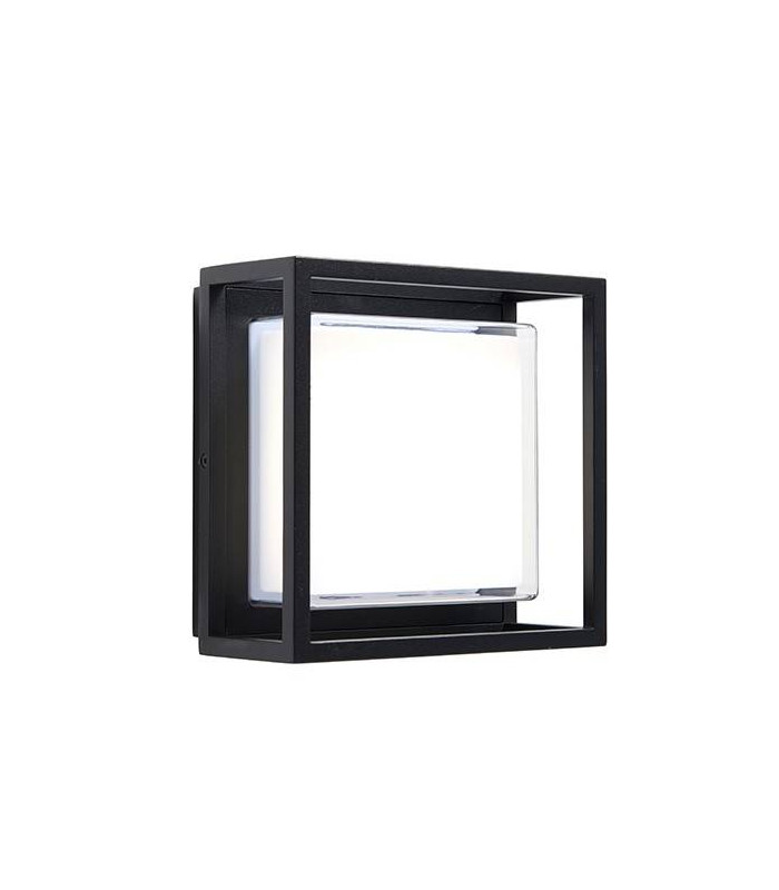 Integrated LED 1 Light Outdoor Wall Lantern Textured Black, Clear IP44