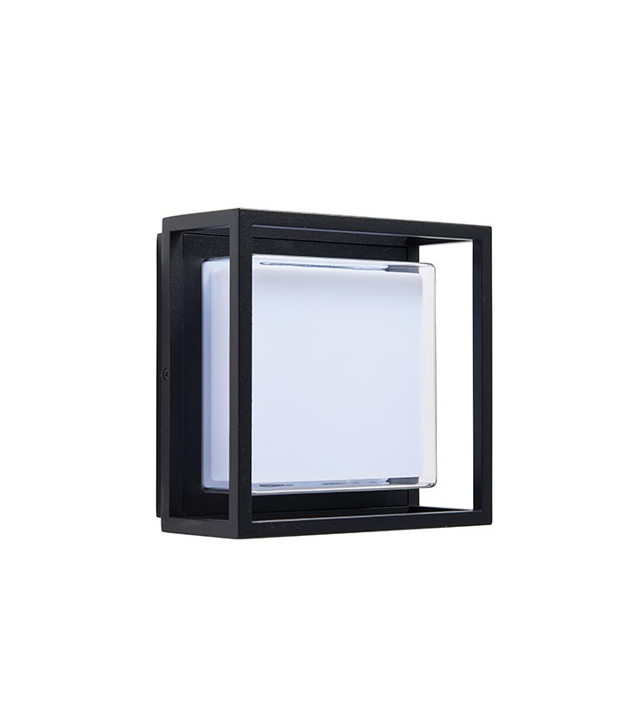 Integrated LED 1 Light Outdoor Wall Lantern Textured Black, Clear IP44