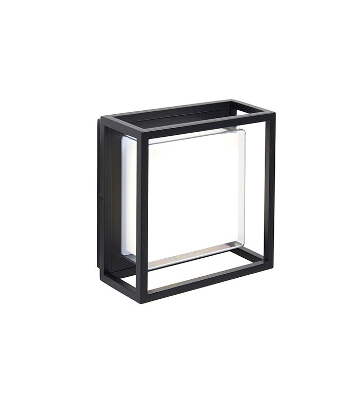 Integrated LED 1 Light Outdoor Wall Lantern Textured Black, Clear IP44