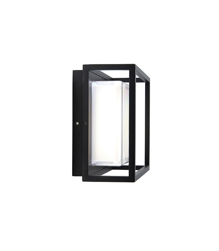 Integrated LED 1 Light Outdoor Wall Lantern Textured Black, Clear IP44