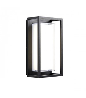 Integrated LED 1 Light Outdoor Wall Lantern Textured Black, Clear IP44