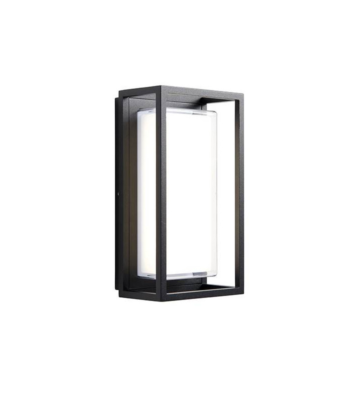 Integrated LED 1 Light Outdoor Wall Lantern Textured Black, Clear IP44