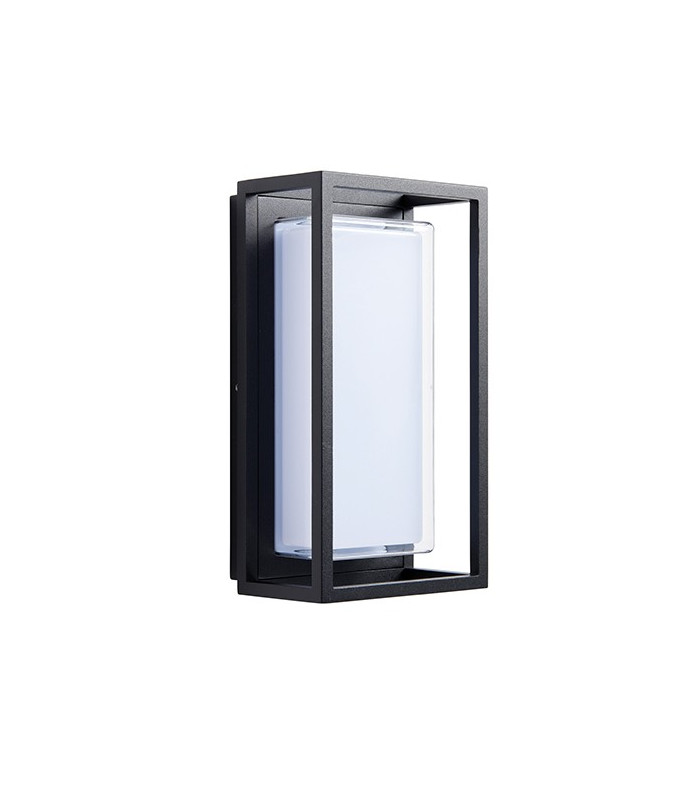 Integrated LED 1 Light Outdoor Wall Lantern Textured Black, Clear IP44