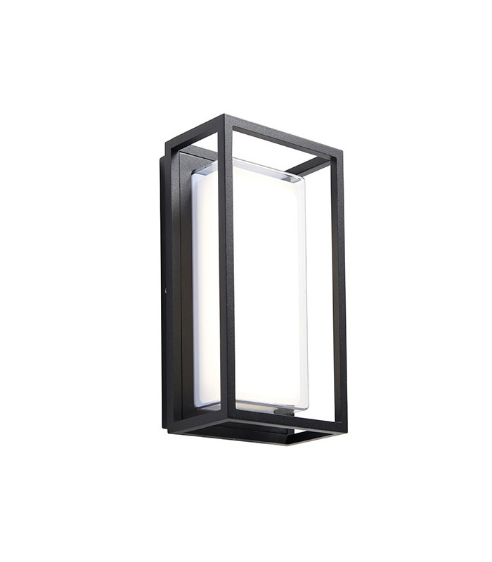 Integrated LED 1 Light Outdoor Wall Lantern Textured Black, Clear IP44