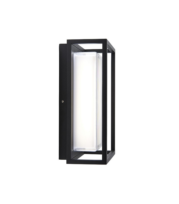 Integrated LED 1 Light Outdoor Wall Lantern Textured Black, Clear IP44