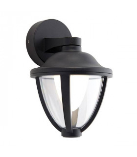 Integrated LED 1 Light Outdoor Wall Lantern Textured Black, Clear IP44