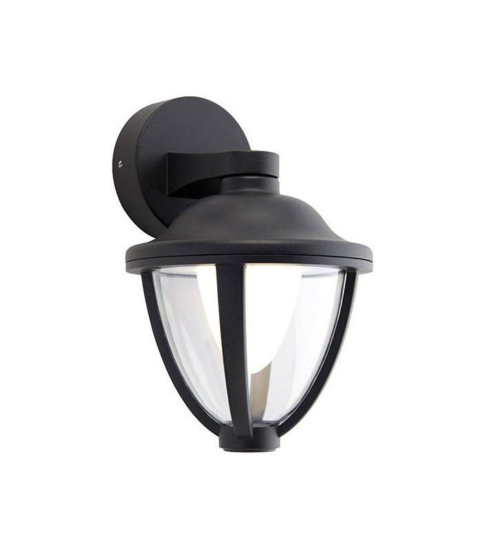 Integrated LED 1 Light Outdoor Wall Lantern Textured Black, Clear IP44