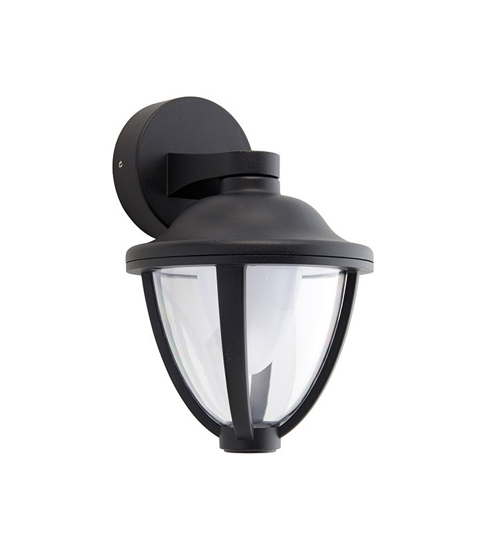 Integrated LED 1 Light Outdoor Wall Lantern Textured Black, Clear IP44