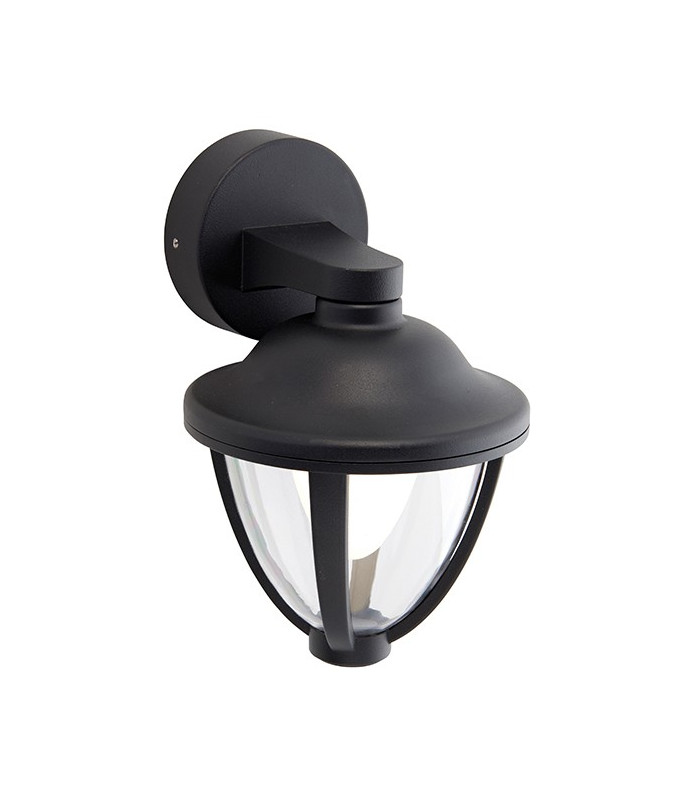 Integrated LED 1 Light Outdoor Wall Lantern Textured Black, Clear IP44