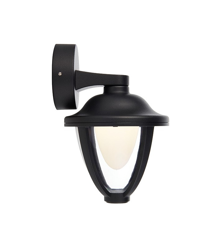 Integrated LED 1 Light Outdoor Wall Lantern Textured Black, Clear IP44