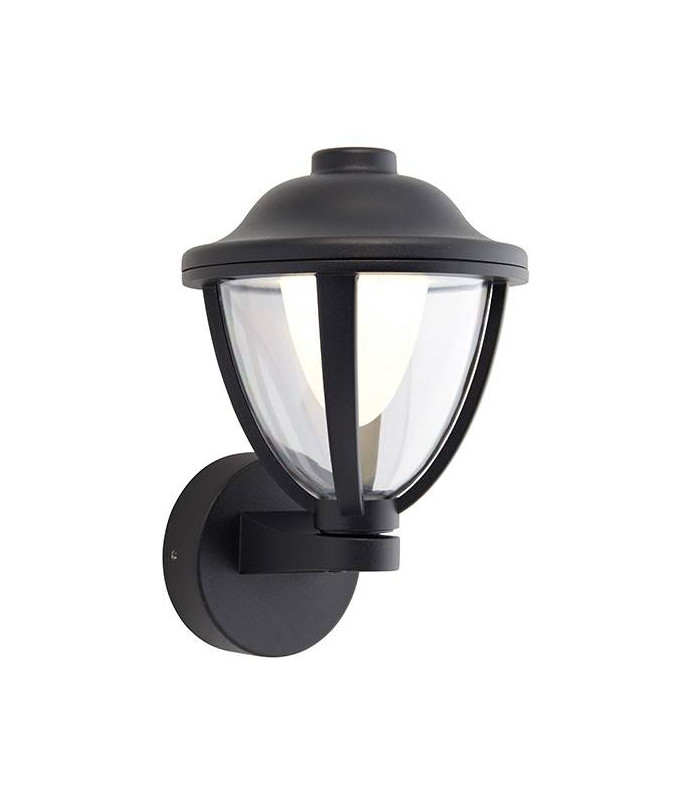 Integrated LED 1 Light Outdoor Wall Lantern Textured Black, Clear IP44