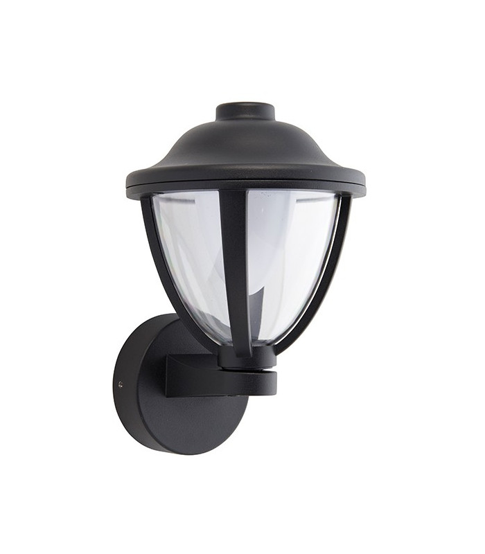 Integrated LED 1 Light Outdoor Wall Lantern Textured Black, Clear IP44