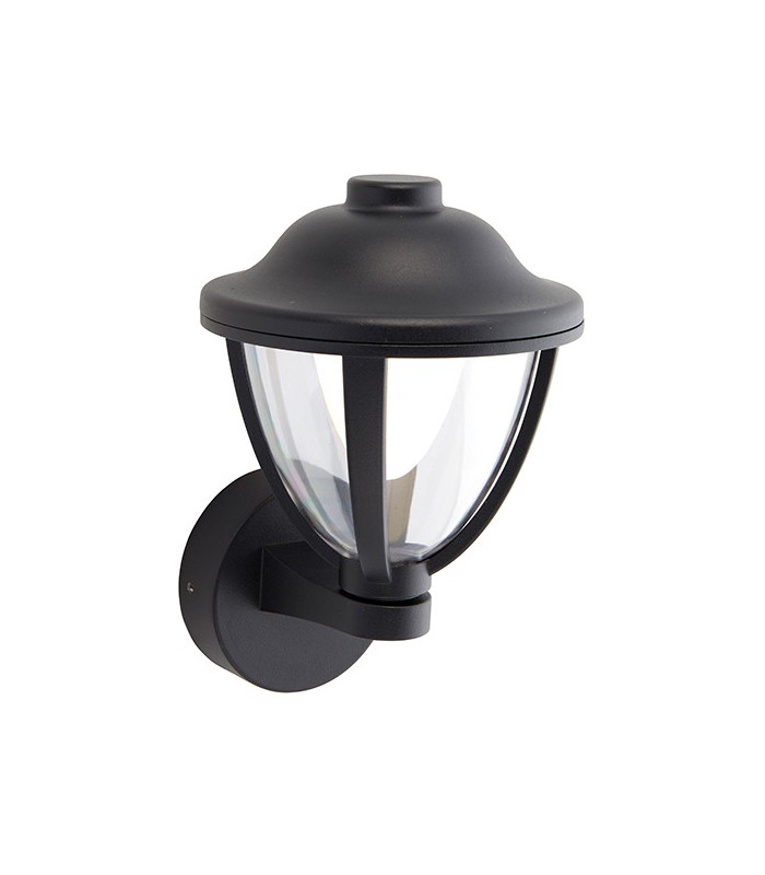 Integrated LED 1 Light Outdoor Wall Lantern Textured Black, Clear IP44