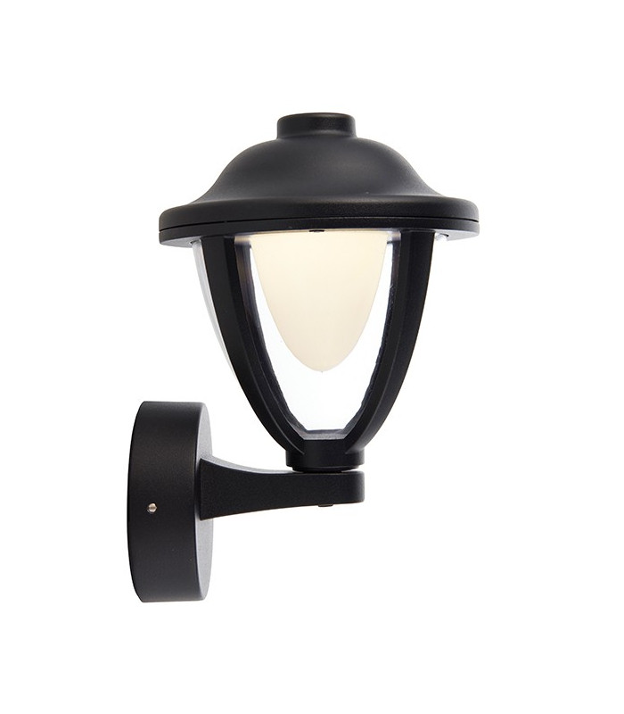 Integrated LED 1 Light Outdoor Wall Lantern Textured Black, Clear IP44
