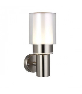 Integrated LED 1 Light Outdoor Wall Light Brushed Stainless Steel, Clear IP44