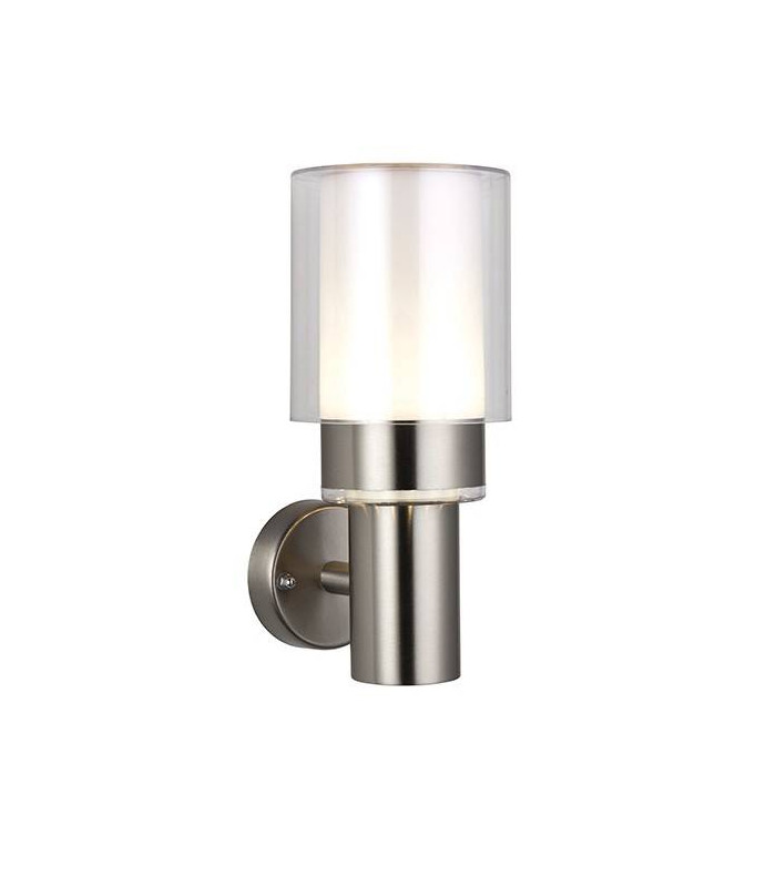 Integrated LED 1 Light Outdoor Wall Light Brushed Stainless Steel, Clear IP44