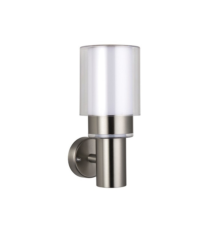 Integrated LED 1 Light Outdoor Wall Light Brushed Stainless Steel, Clear IP44