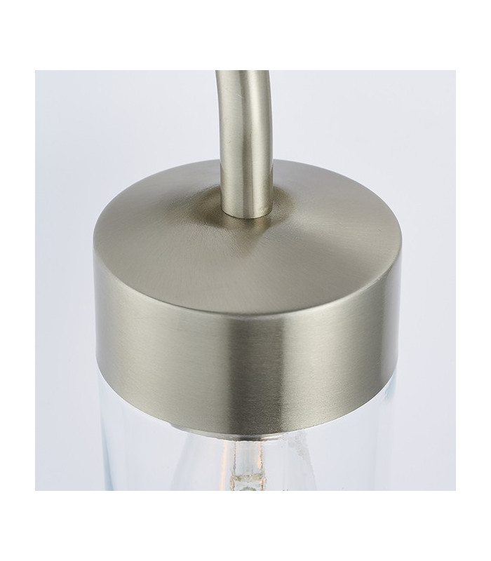 1 Light Outdoor Wall Light Brushed Stainless Steel & Clear Glass IP44, E27