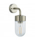 1 Light Outdoor Wall Light Brushed Stainless Steel & Clear Glass IP44, E27