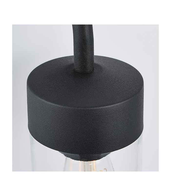 1 Light Outdoor Wall Light Textured Matt Black & Clear Glass IP44, E27