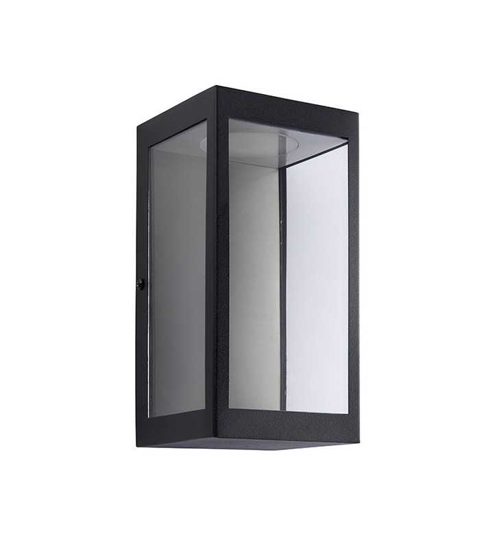 LED Outdoor Wall Light Matt Black & Clear Glass