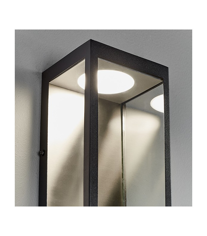LED Outdoor Wall Light Matt Black & Clear Glass