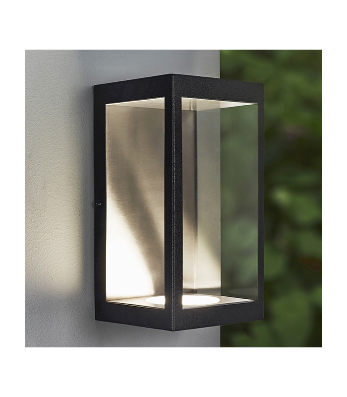 LED Outdoor Wall Light Matt Black & Clear Glass