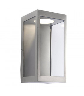 LED Outdoor Wall Light Brushed Stainless Steel & Clear Glass