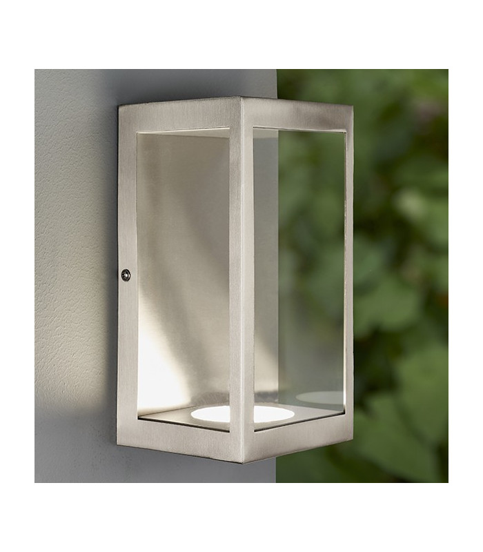 LED Outdoor Wall Light Brushed Stainless Steel & Clear Glass