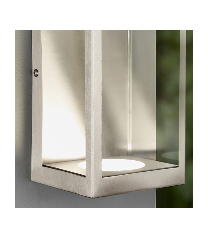LED Outdoor Wall Light Brushed Stainless Steel & Clear Glass