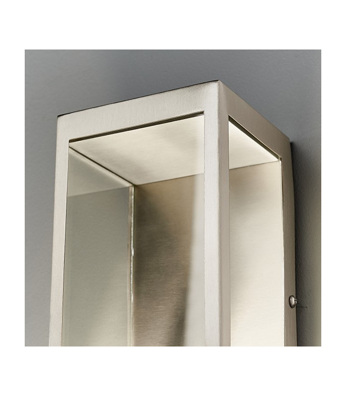 LED Outdoor Wall Light Brushed Stainless Steel & Clear Glass