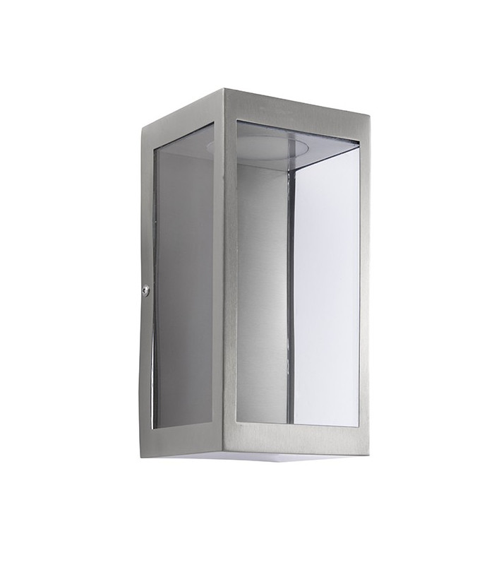 LED Outdoor Wall Light Brushed Stainless Steel & Clear Glass