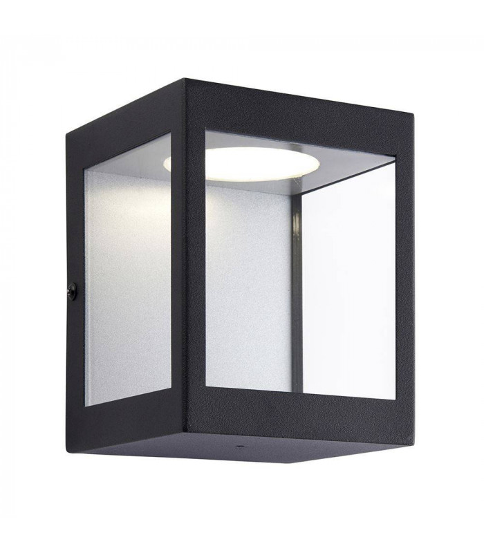 LED Outdoor Wall Light Matt Black & Clear Glass