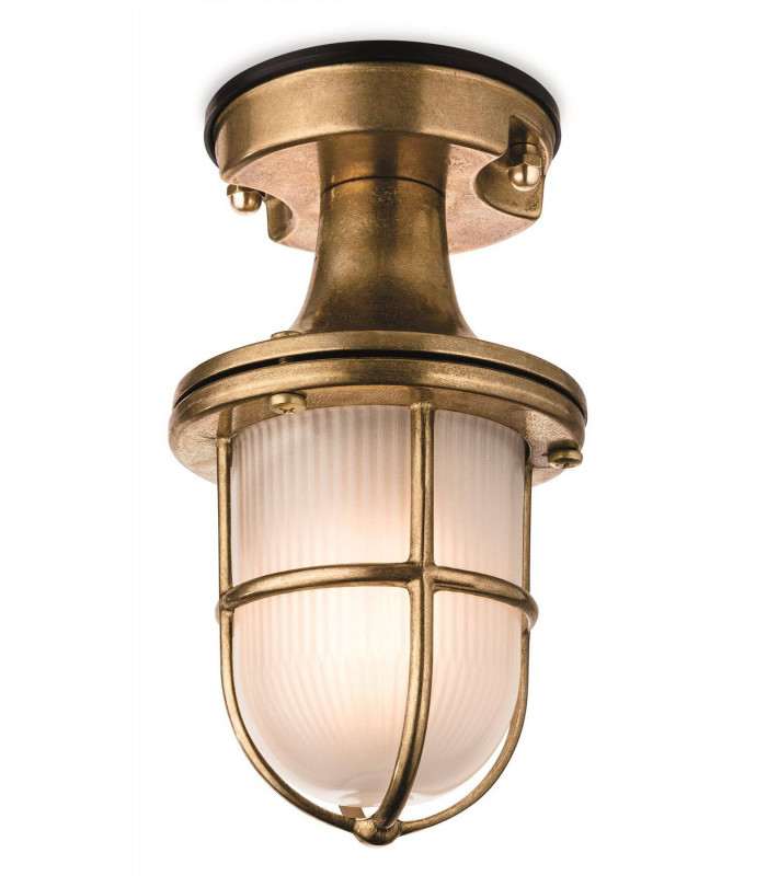 1 Light Outdoor Flush Light Brass with Frosted Glass IP54, E27