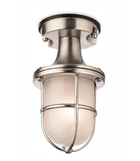 1 Light Outdoor Flush Light Nickel with Frosted Glass IP54, E27
