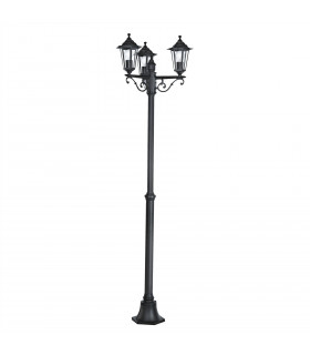 3 Light Outdoor Lamp Post Black IP44, E27