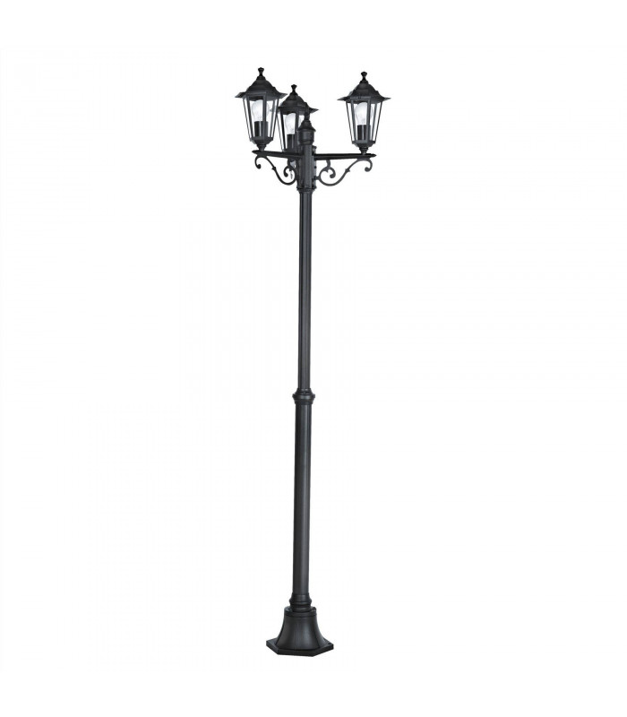 3 Light Outdoor Lamp Post Black IP44, E27
