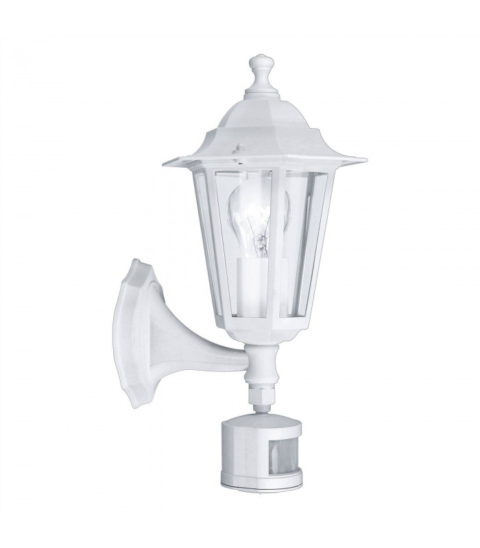 1 Light Outdoor Wall Lantern with PIR sensor White IP44, E27