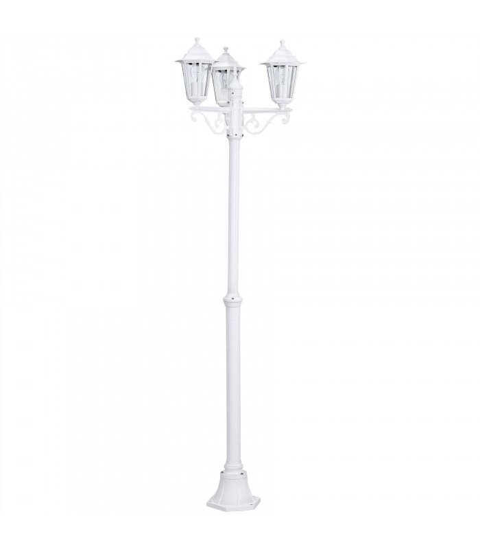 3 Light Outdoor Lamp Post White IP44, E27