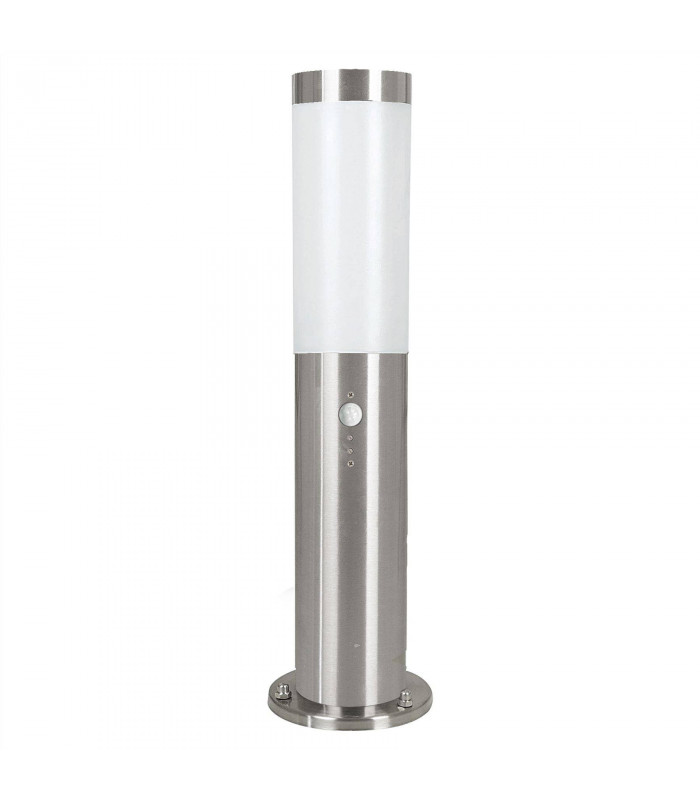 1 Light Outdoor Small Bollard Light with PIR Motion Sensor Stainless Steel IP44, E27