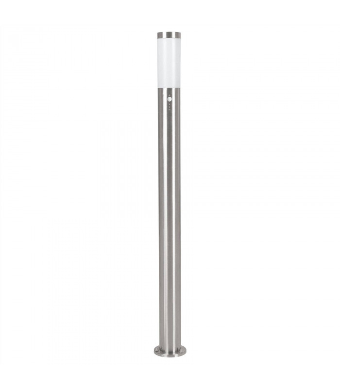 1 Light Outdoor Tall Bollard Light with PIR Motion Sensor Stainless Steel IP44, E27