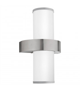 2 Light Outdoor Wall Light Stainless Steel, Silver IP44, E27
